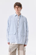 WASHED COTTON DRAWSTRING SHIRT IN CHARCOAL GREY image 11