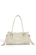 SHIRRING TIE BUCKLE SHOULDER BAG IN BEIGE image 1