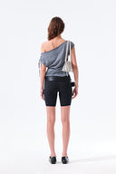 DRAPED ASYMMETRIC SLEEVELESS TOP IN SMOKE BLUE image 7