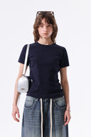 LABEL DETAIL SLIM FIT TOP IN NAVY image 15