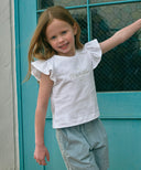 ENFANT W FRILL TEE IN WHITE image 1