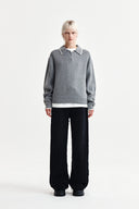 BACK LOGO COLLAR KNIT TOP FOR WOMEN IN GRAY image 6