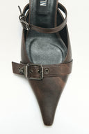 BELTED STILETTO MULE IN BROWN image 11