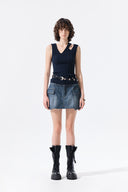 CARGO MINI DENIM SKORT IN BLUE image 17