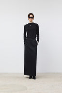 BACK DOUBLE WAIST MAXI SKIRT IN BLACK image 9