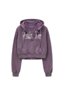 WASHED LAYERED CROP HOODY IN CHARCOAL GREY image 2