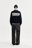 BACK LOGO COLLAR KNIT TOP FOR WOMEN IN DARK NAVY image 17