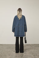 POCKET POINT MIDI DENIM JUMPER IN BLUE image 17
