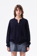 BACK LOGO JACQUARD MESH KNIT ZIP UP IN NAVY image 7