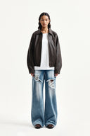 FRONT LAYERED DISTRESSED DENIM PANTS IN BLUE image 5