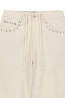 STUD POINT COLOR DENIM PANTS IN CREAM image 4