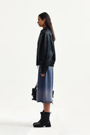 SMALL LOGO FAUX LEATHER ZIP UP JUMPER IN BLACK image 19