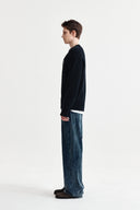 MATIN MIXED YARN KNIT PULLOVER IN DARK NAVY image 11