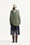 ASYMMETRIC DAMAGED KNIT PULLOVER IN KHAKI image 17