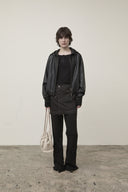 FAUX LEATHER HOODY CROP JUMPER IN BLACK image 20