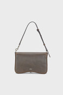 BOLD BUCKLE LEATHER SHOULDER BAG IN BLACK image 9