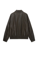 SMALL LOGO FAUX LEATHER ZIP UP JUMPER IN BROWN image 14