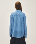 W PATTERN SHEER SHIRT IN BLUE image 3