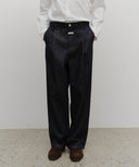 M WIDE RAW DENIM PANTS IN DARK BLUE image 13