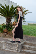 HOOK AND EYE LAYERED LONG DRESS IN BLACK image 20