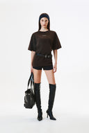 LOGO EMBROIDERY OVERSIZE TOP IN BROWN image 10