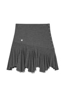 UNBALANCE FLARE FOLDING SKIRT IN CHARCOAL GREY image 1