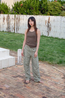 STRING NYLON CARGO PANTS IN KHAKI image 18