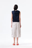 BACK LOGO JERSEY HOOD VEST IN NAVY image 8