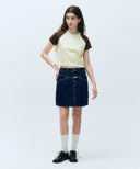 W STRAIGHT DENIM MINI SKIRT IN DARK BLUE image 1