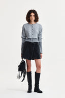 LAYERED TEXTURE KNIT CARDIGAN IN GRAY image 18