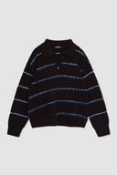 HAIRY STRIPE PIQUE KNIT TOP IN BROWN image 2