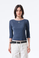 3/4 SLEEVE TOP & TANK LAYERED SET IN SMOKE BLUE image 19