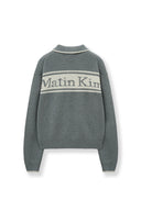 BACK LOGO COLLAR KNIT TOP FOR WOMEN IN GRAY image 13