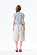 WASHED COTTON PATCH POCKET BERMUDA PANTS IN LIGHT GRAY image 8
