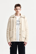 HANDMADE COLLAR KNIT CARDIGAN FOR MEN IN BUTTER image 10