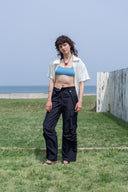 STRING NYLON CARGO PANTS IN BLACK image 8