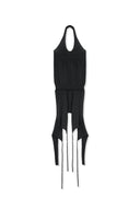 LAYERED TIE HALTER NECK KNIT TOP IN BLACK image 7