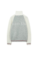HIGH NECK RAGLAN KNIT ZIP UP FOR WOMEN IN IVORY image 2