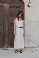 HOOK AND EYE LAYERED LONG DRESS IN IVORY image 13
