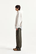RAW EDGE HEM SWEAT HOODY IN LIGHT BEIGE image 11