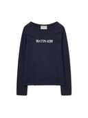 GLITTER SLIM LOGO KNIT TOP IN NAVY image 10