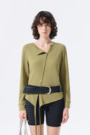 ASYMMETRIC BUTTON CLOSURE TOP IN OLIVE image 12
