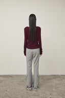HENLY NECK SHIRRING TOP IN BURGUNDY image 7