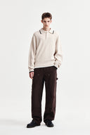 BACK LOGO COLLAR KNIT TOP FOR MEN IN IVORY image 8