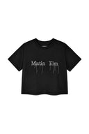 LOGO THREAD POINT CROP TOP IN BLACK image 1
