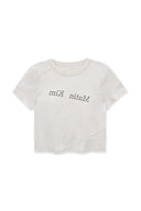 DIAGONAL LOGO REVERSIBLE CROP TOP IN IVORY image 3