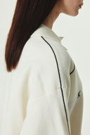 OVERSIZE PIQUE PULLOVER IN IVORY image 11