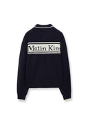 BACK LOGO COLLAR KNIT TOP FOR MEN IN DARK NAVY image 13