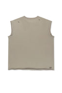 RAW EDGE CUT OUT SLEEVELESS TOP FOR MEN IN BEIGE image 3
