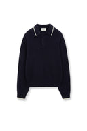 BACK LOGO COLLAR KNIT TOP FOR MEN IN DARK NAVY image 11